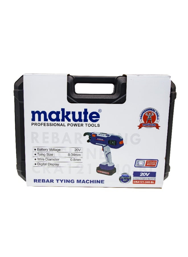 ماكيوت ماكينة ربط حديد التسليح ماكوت CRA121-340-BL، أداة ربط فولاذية أوتوماتيكية لاسلكية 20 فولت، نطاق تثبيت من 8 إلى 34 مم، دعم سلك 0.8 مم، شاشة تحكم رقمية، معدات بناء بمحرك بدون فرش - Image 3